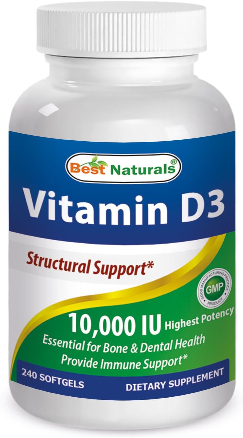 Best Naturals Vitamin D3 10,000 IU Softgels, 240 Count - görsel 1