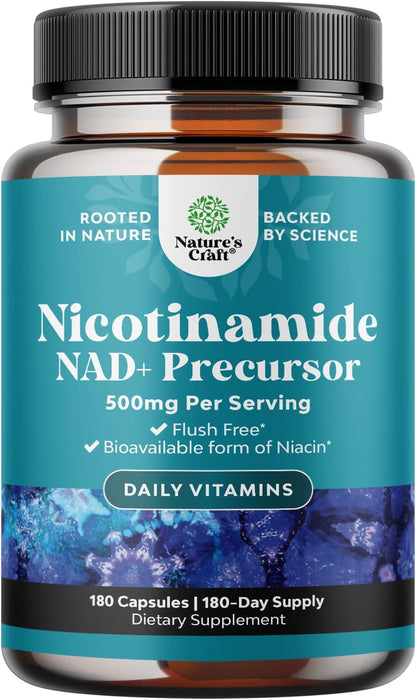 Vitamin B3 Niacinamide 500mg Capsules – Flush-Free Nicotinamide Supplement