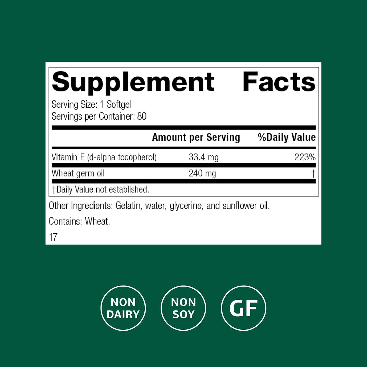Standard Process Wheat Germ Oil Fortified - Natural Vitamin E Supplement for Immune Health, 80 Softgels - görsel 2