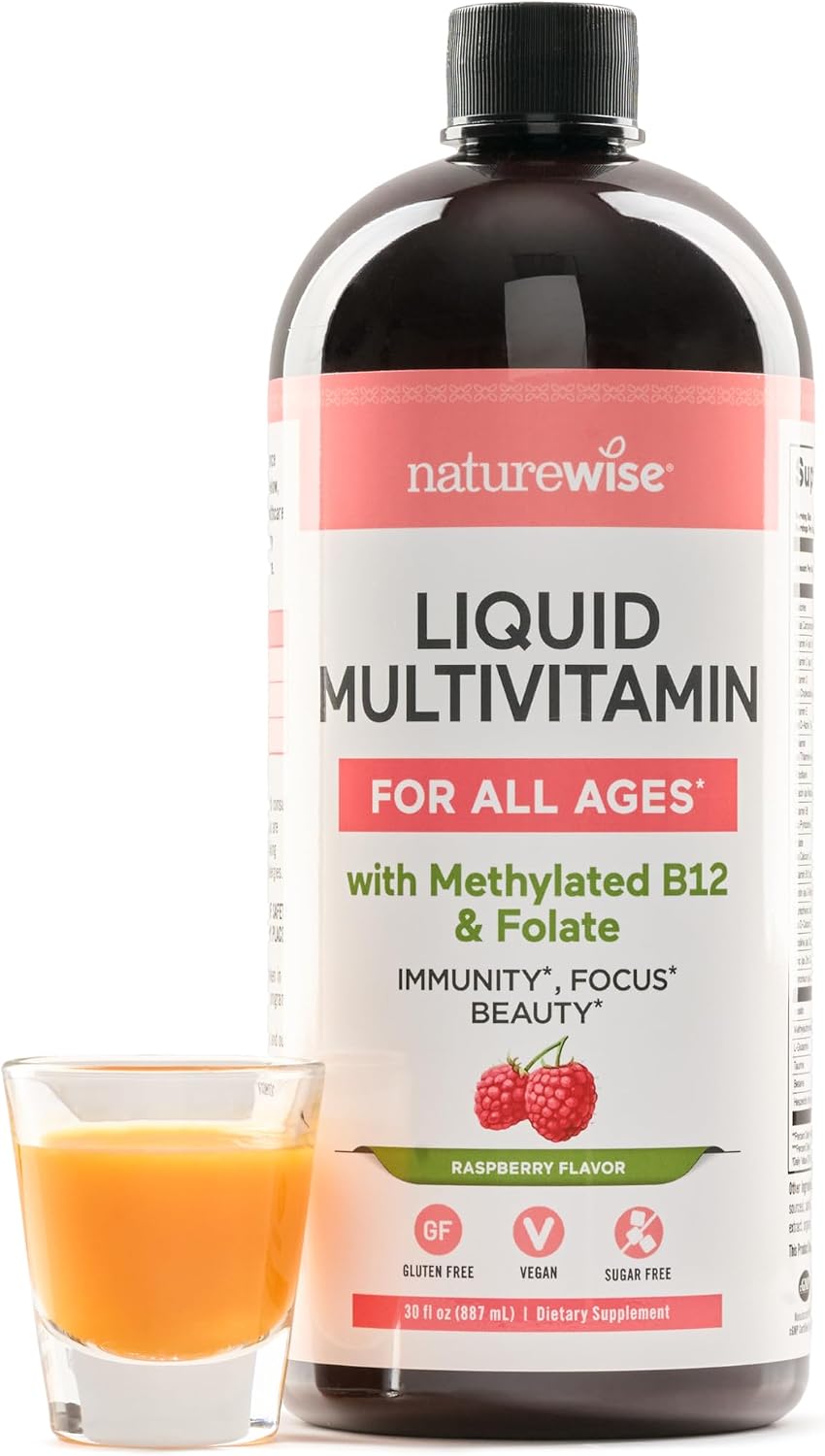 NatureWise Liquid Multivitamin, Sugar-Free & Vegan, with Methylated B12 & Folate, 887 ml - görsel 1