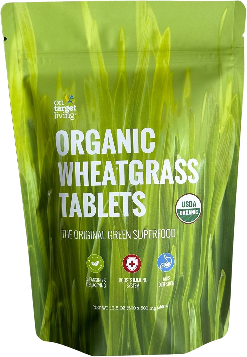 On Target Living Wheatgrass Tablets - Certified Organic, 500 Tablets - görsel 1
