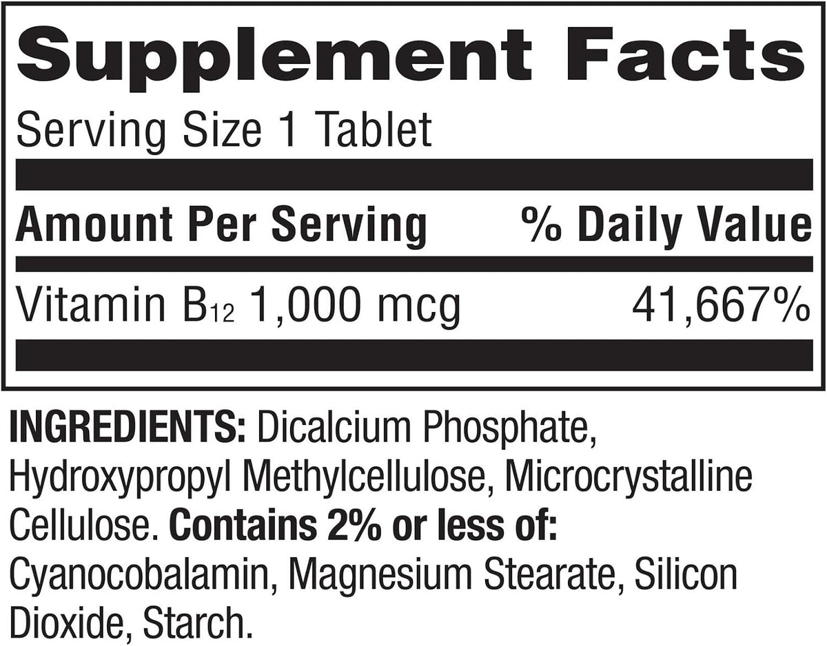 Spring Valley Timed-Release Vitamin B12 Tablets, 1000 mcg, 60 Tablets - görsel 3