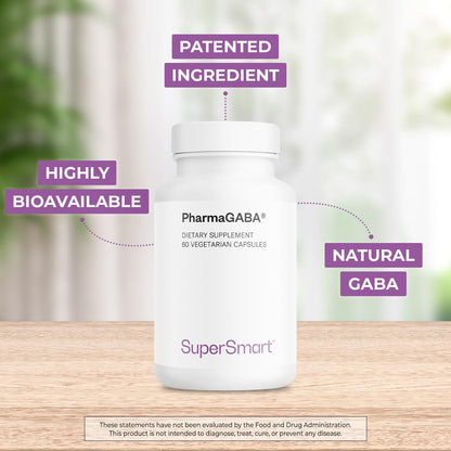 Supersmart Pharma GABA 125mg – Patented Natural GABA Food Supplement – 60 Capsules