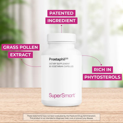 Supersmart - Prostaphil2 900mg per Day (Patented) - Natural Grass Pollen Extract - Rich in Phytosterols Beta-Sitosterol | Non-GM & Gluten-free - 90 Vegetarian Capsules
