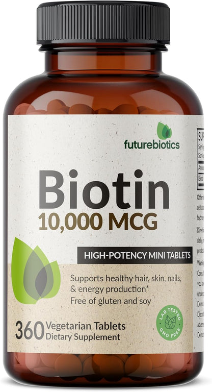 Futurebiotics Biotin 10,000 mcg High Potency Tablets, 360 Tablets