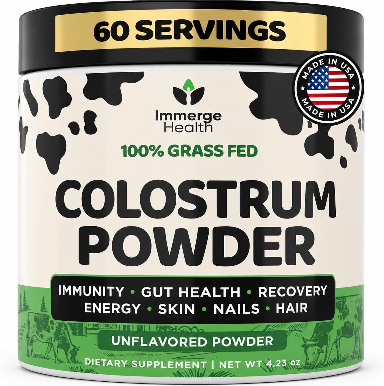 Immerge Health Super Colostrum Powder – First Milking, Unflavoured, 60 Servings - görsel 1