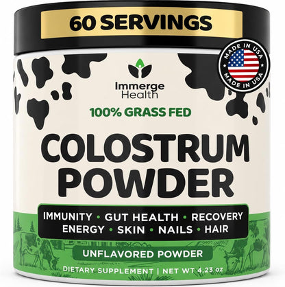 Immerge Health Super Colostrum Powder – First Milking, Unflavoured, 60 Servings