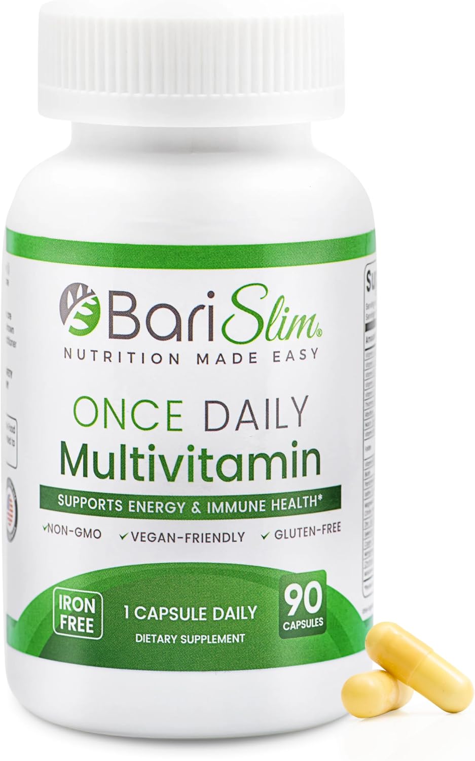 BariSlim Once Daily Bariatric Multivitamin Capsule - Iron-Free Formula - 90-Day Supply - görsel 1