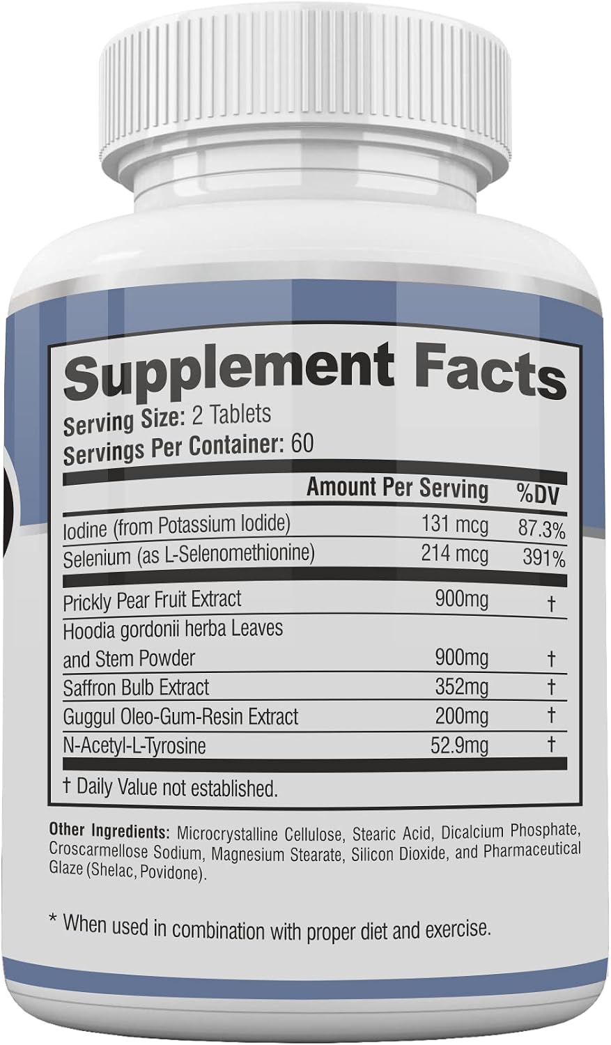 Hashicare Tablets - Natural Thyroid Support Supplements for Women and Men with Iodine, Selenium, Saffron, and Hoodia (60 Tablets) - görsel 3