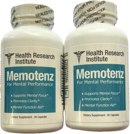 Memotenz Brain Function Supplement – 2-Pack (120 Capsules) – Brain Booster for Memory, Focus and Mental Clarity