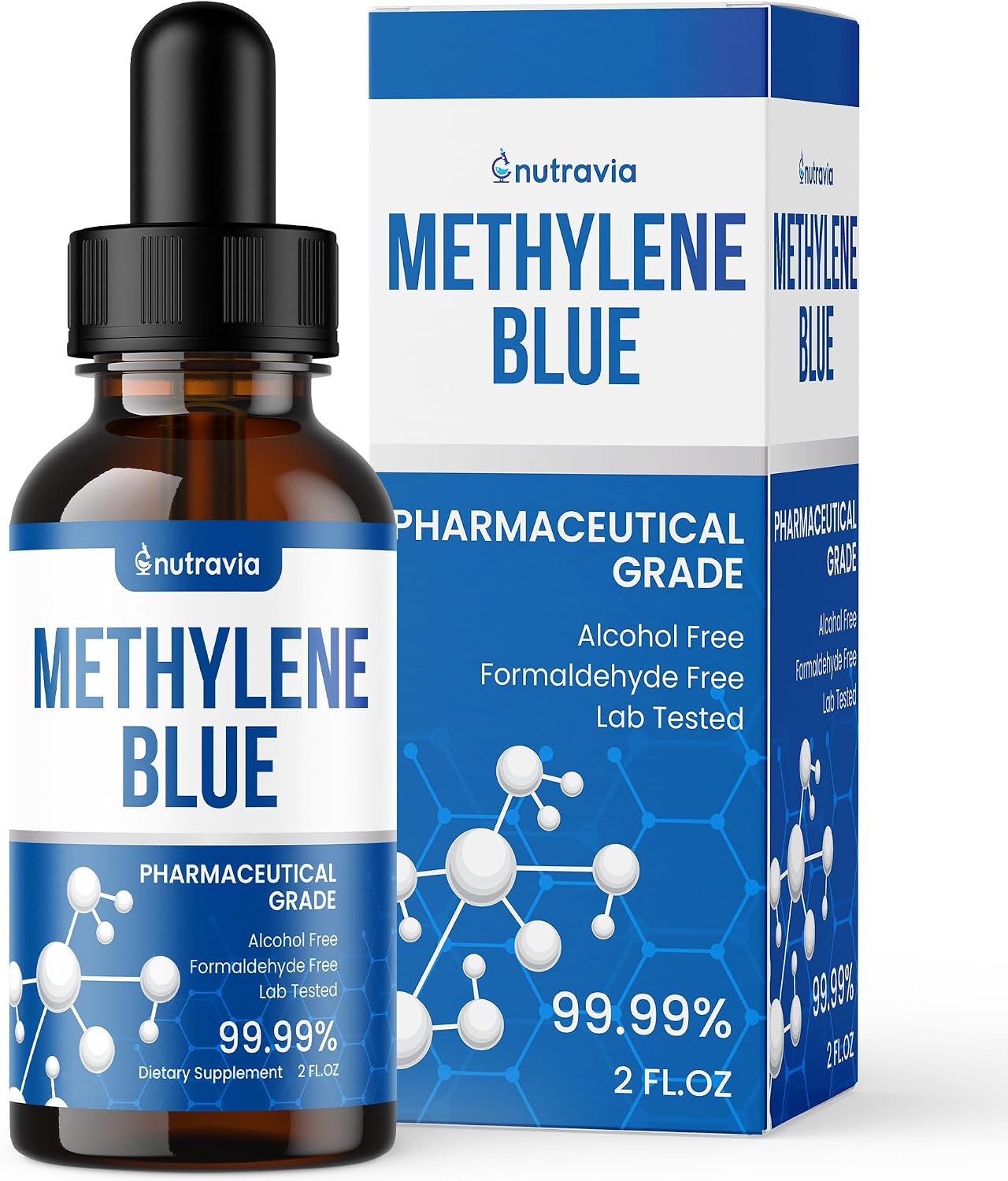 Nutravia Methylene Blue Pharmaceutical Grade – Lab Tested – USA-made – Liquid Drops (60ml) - görsel 1