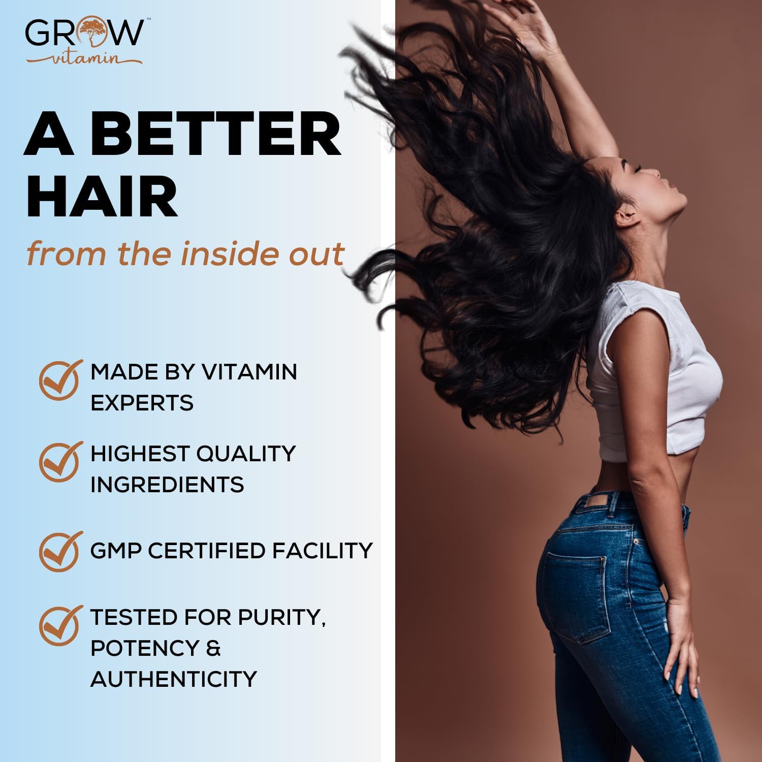Grow Vitamin All in One Hair Formula for Men & Women – Advanced Hair Supplement with Biotin, Saw Palmetto, DHT Blocker & Trace Minerals – 90 Capsules - görsel 7