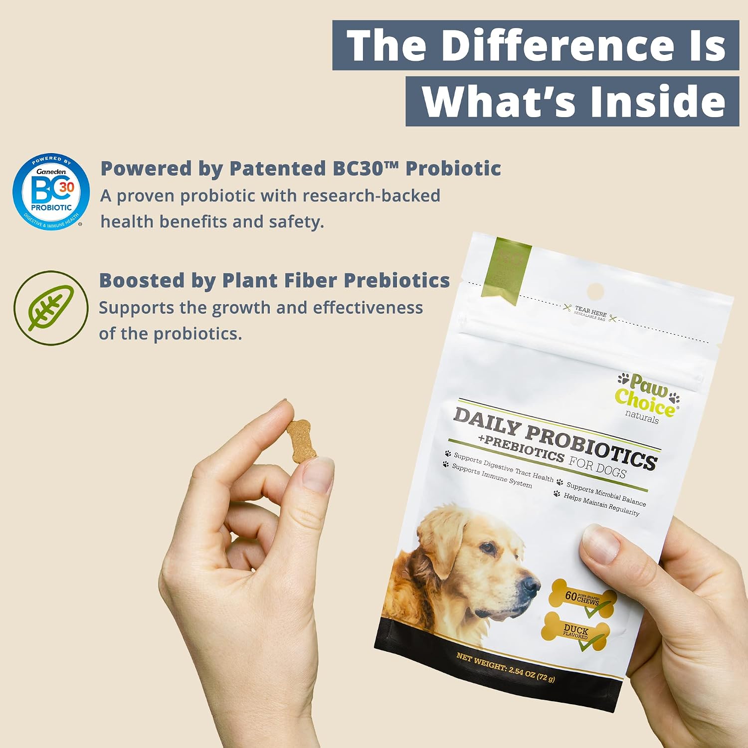 Paw Choice Probiotics for Dogs with Prebiotics - Daily Chews for Gut Health, Digestion, Regularity, and Immune Support - görsel 3