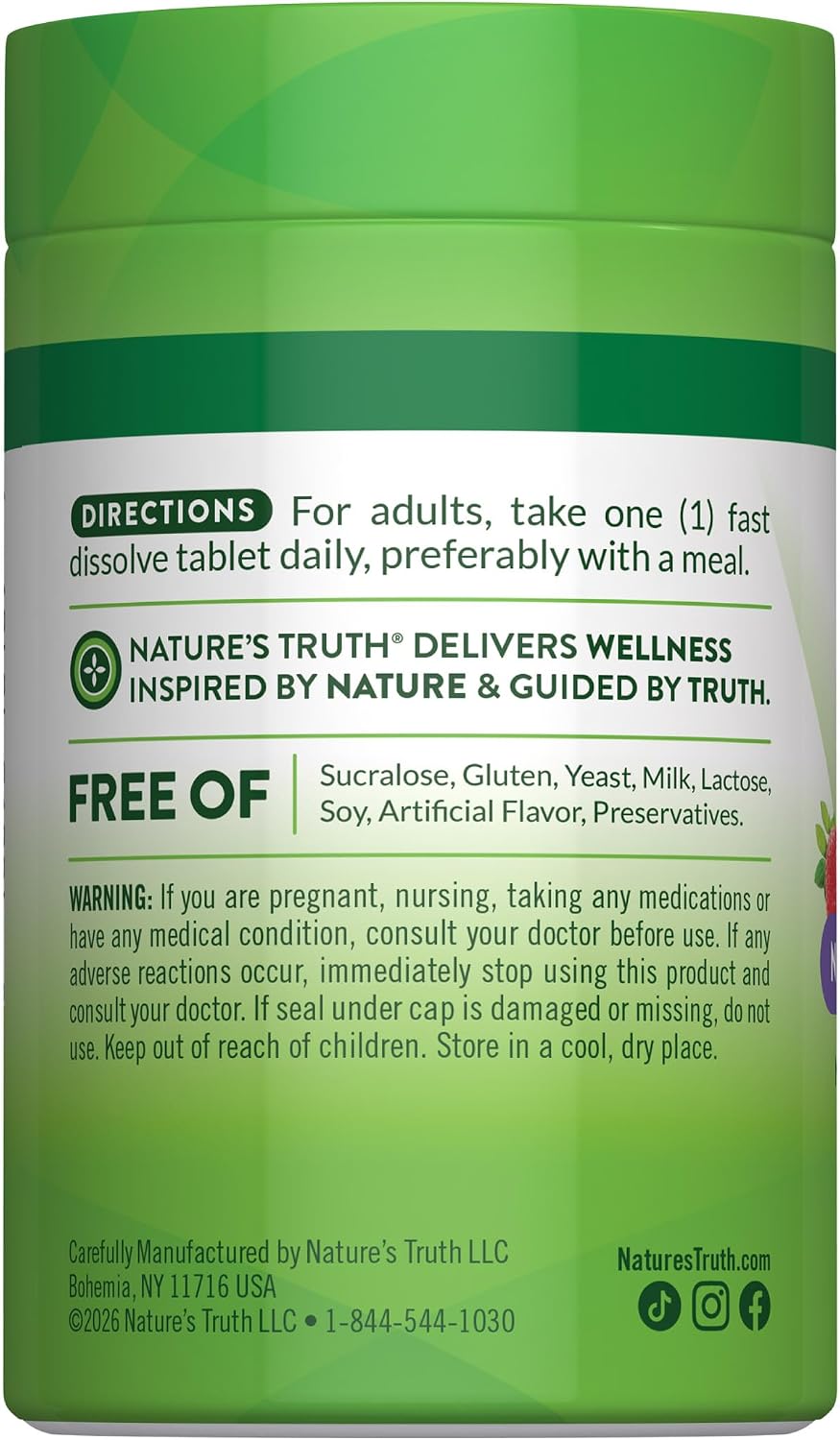 Nature's Truth Vitamin B12 5000μg Fast Dissolve Tablets, Natural Berry, 60 Tablets - görsel 7