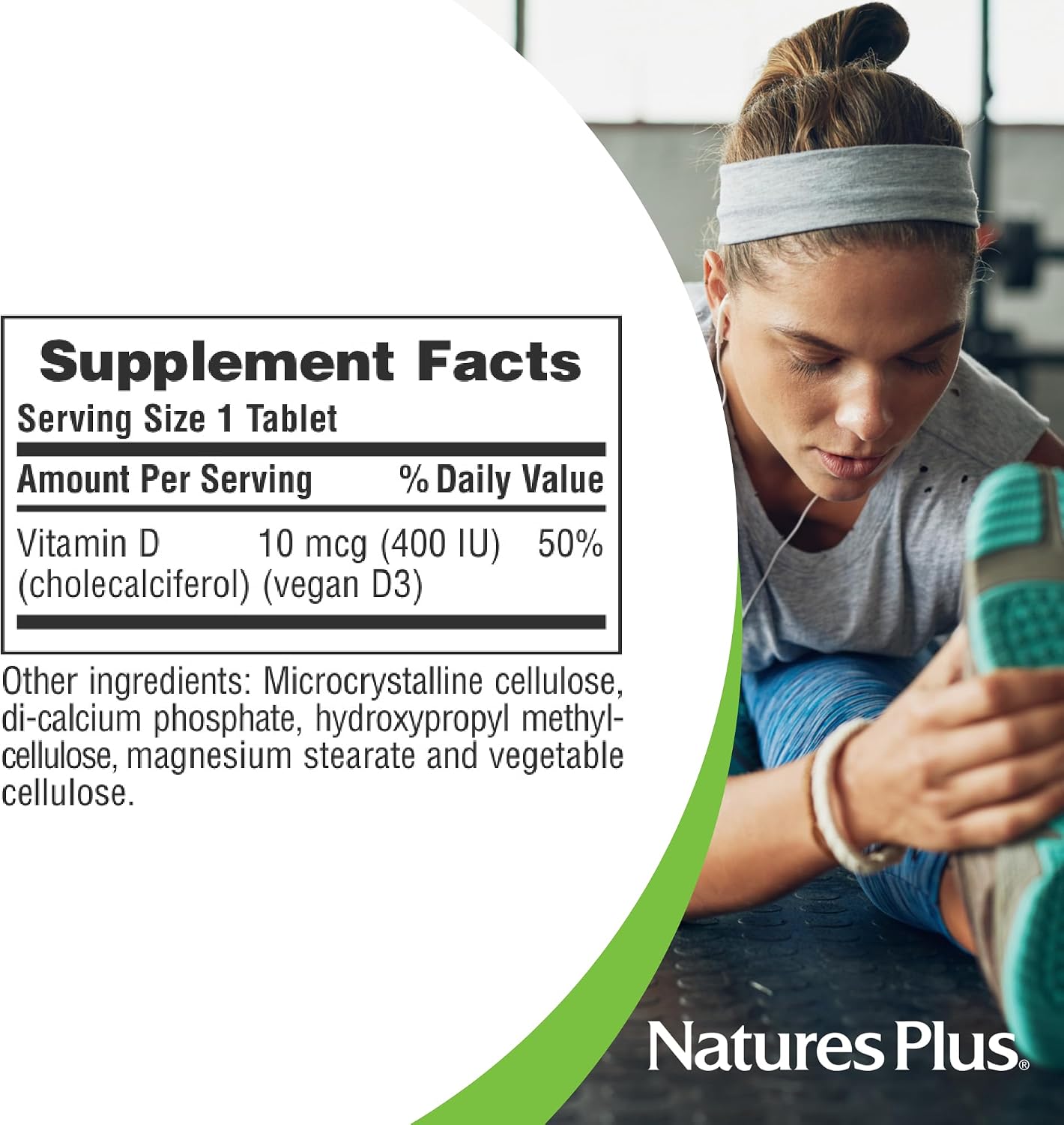 NaturesPlus Vitamin D3 400 IU - 90 Water-Dispersible Tablets - Bone Health & Immune Function - görsel 5