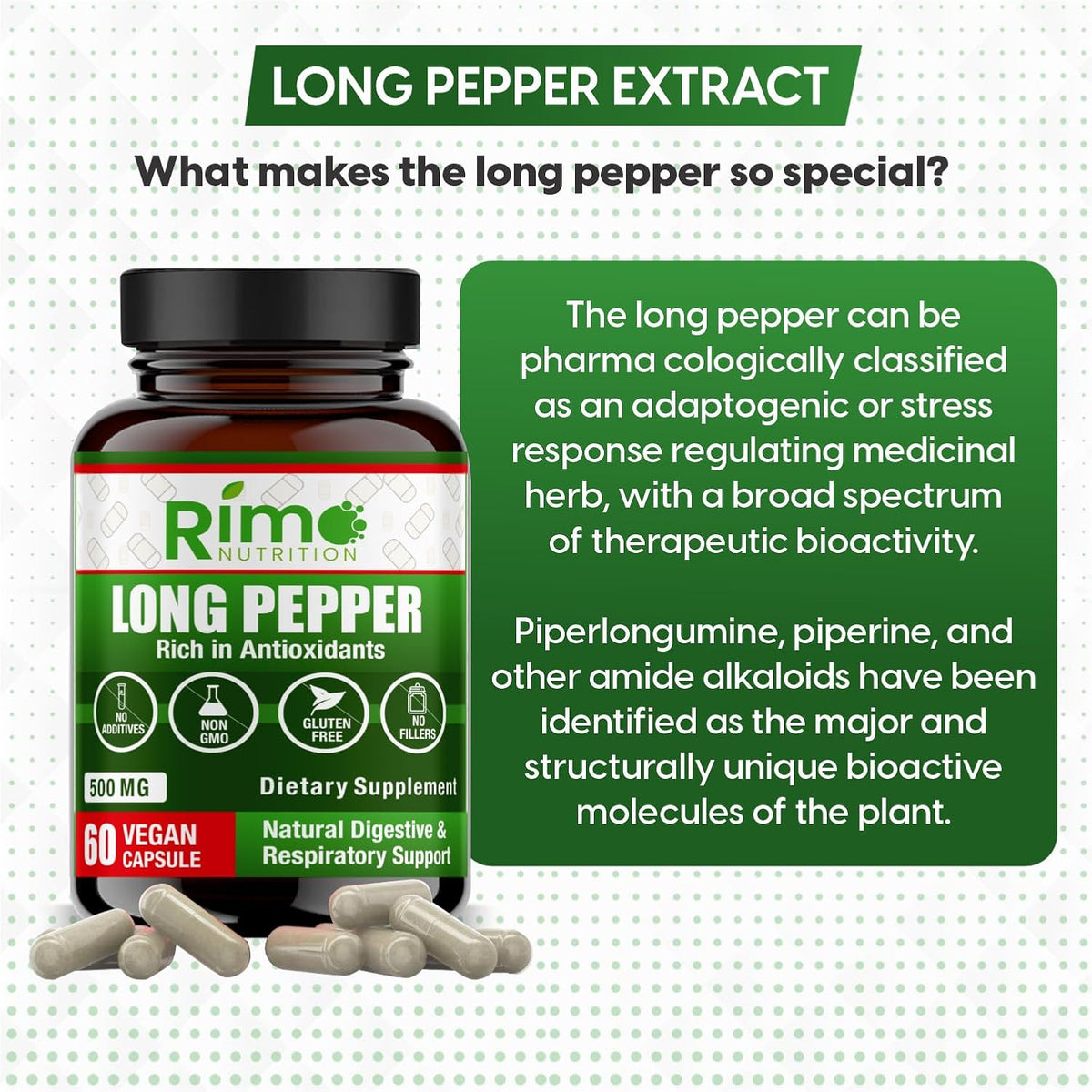 Long Pepper 60 Vegan Capsules – with Piperlongumine (500mg) - görsel 6