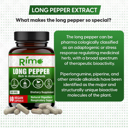 Long Pepper 60 Vegan Capsules – with Piperlongumine (500mg)