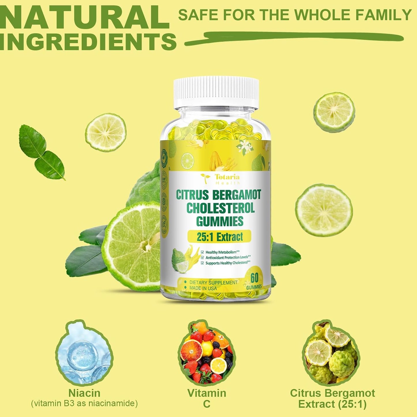 Sugar Free Citrus Bergamot Gummies – All Natural 25:1 Italian Bergamot Extract, Vegan - görsel 2