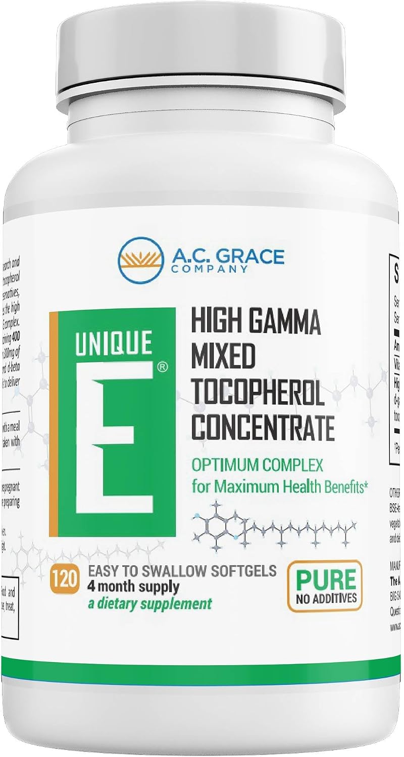 UNIQUE E Mixed Tocopherols - 120 Soft Gels, Natural Vitamin E Food Supplement - görsel 1