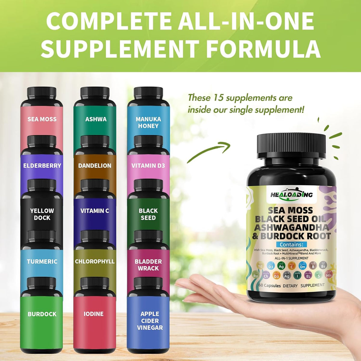 HEALOADING Sea Moss Capsules: Wildcrafted Organic Irish Sea Moss & Bladderwrack - görsel 6