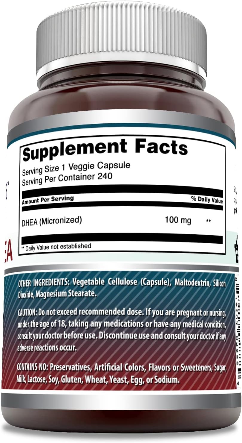 Amazing Formulae Micronised DHEA Supplement – 100 mg, 240 Vegetable Capsules - görsel 2