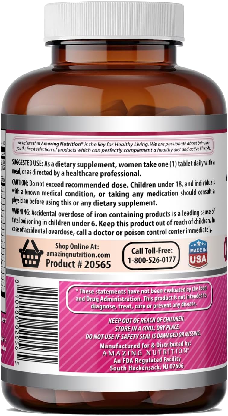 Amazing Nutrition Women's One Multivitamin – Food Based, 150 Tablets (5-Month Supply) - görsel 4