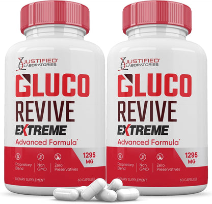 Gluco Revive Extreme 1295mg Glyco Support Advanced Formula - 2 Pack (120 Capsules)