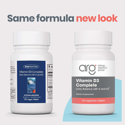 Allergy Research Group Vit D3 Complete - 120 Veggie Soft gel capsules