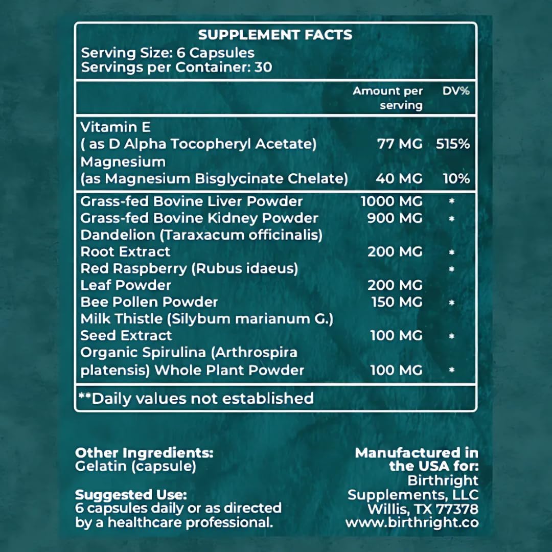 Birthright Revive Women's Supplement - Whole Food Herbal Blend with Grass-Fed Organs - görsel 4