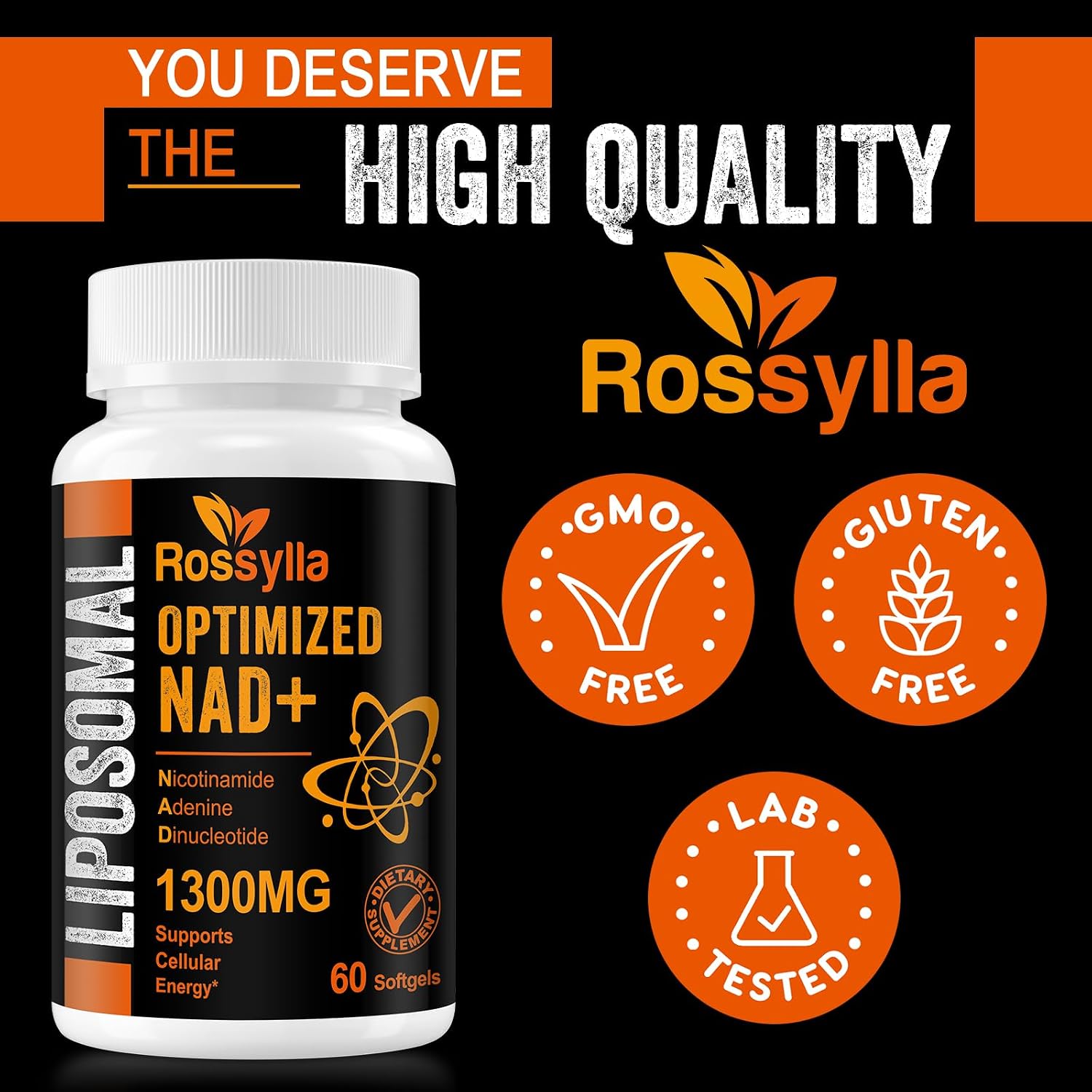 Rossylla 1300 mg Liposomal NAD+ Supplement - Highest Absorption - 60 Capsules - görsel 3