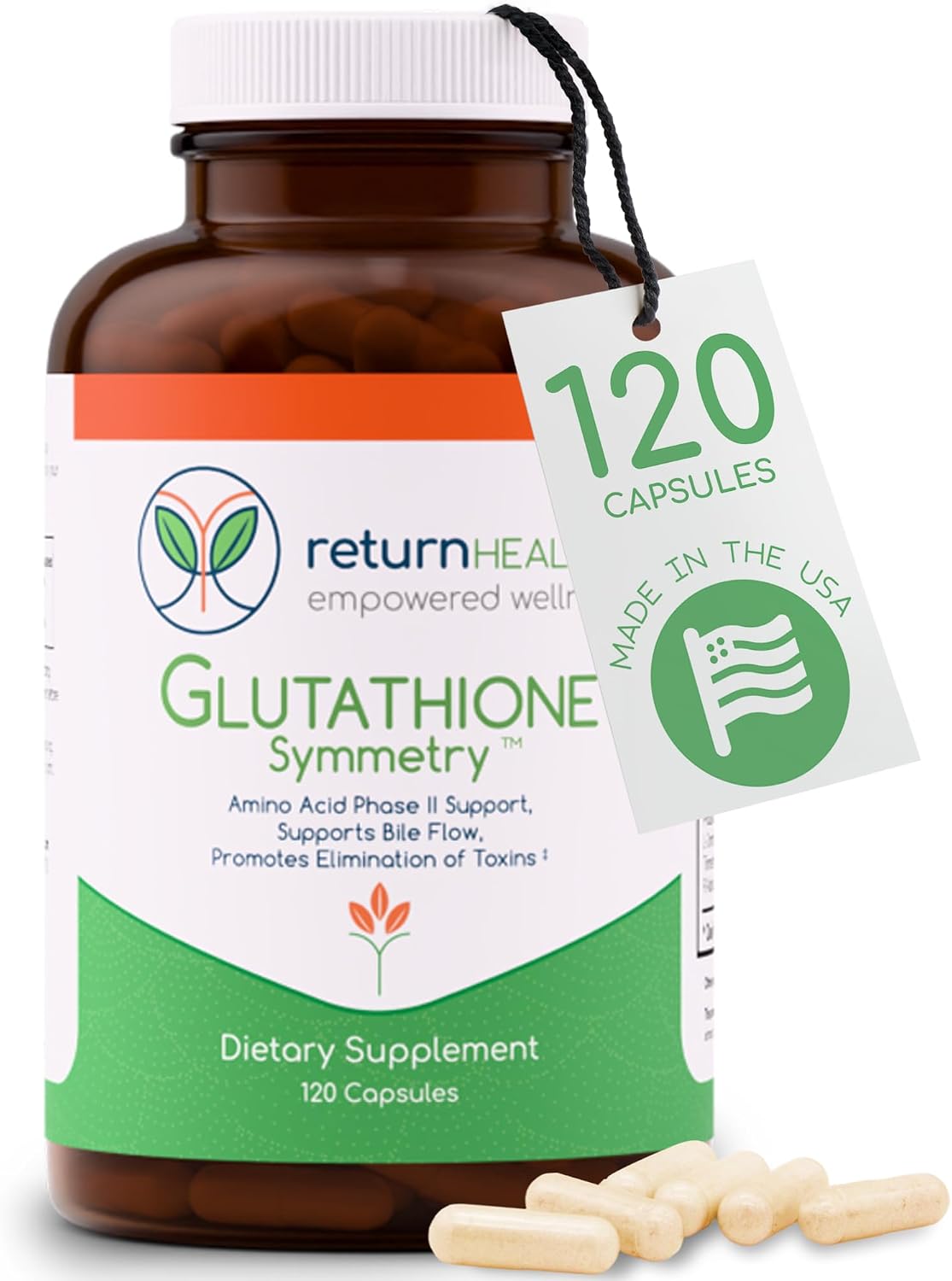 Glutathione Symmetry - S-Acetyl Glutathione Supplement - Antioxidants & Detoxification - Natural Cellular Support - All-Natural, Vegan, Non-GM, 120 Capsules - görsel 1