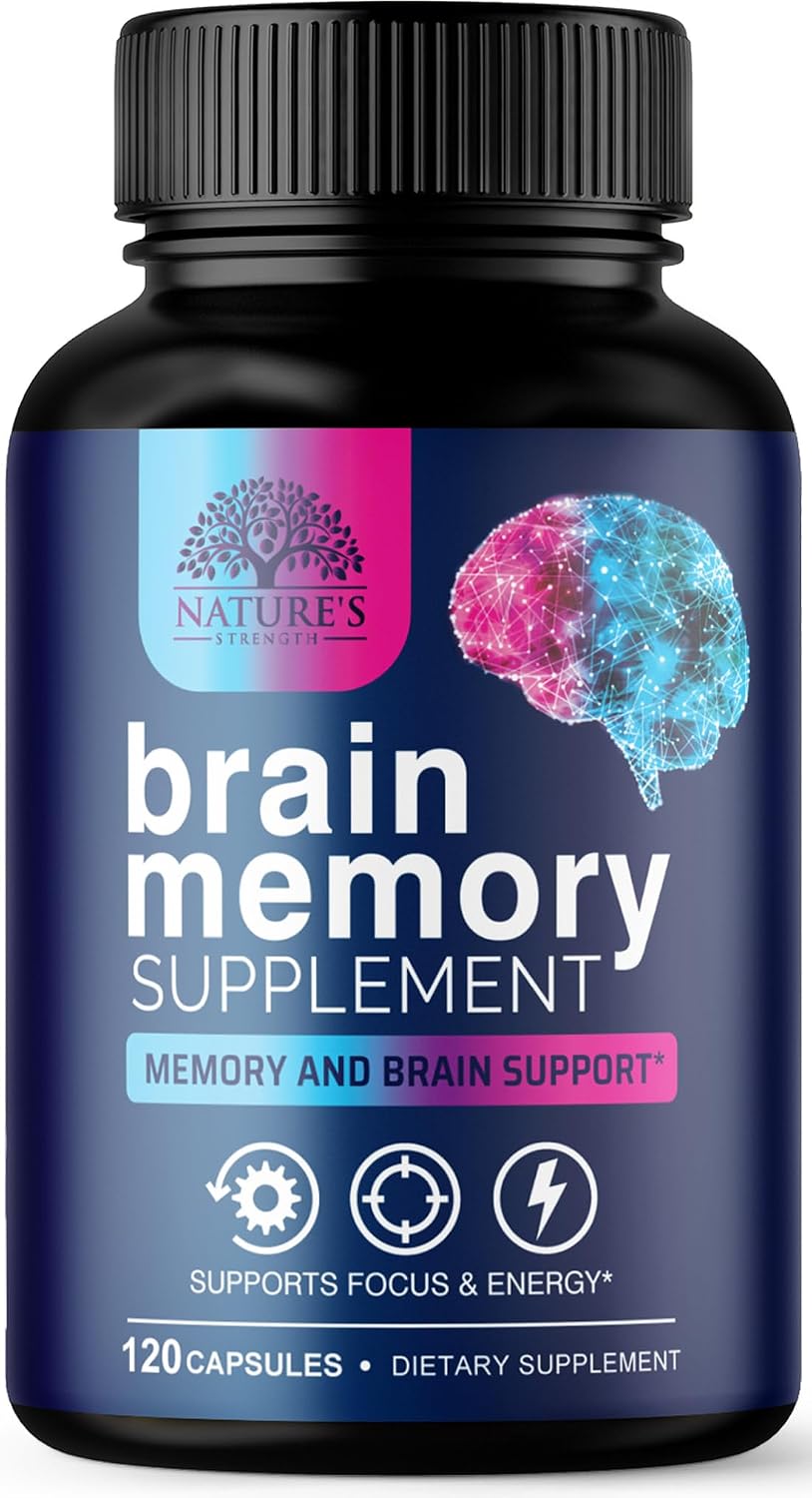 Nature's Strength Brain Memory Supplement - 3X Strength Nootropic Capsules for Concentration, Clarity & Focus Support - with Bacopa, Phosphatidylserine & DMAE - 60 Capsules - görsel 10