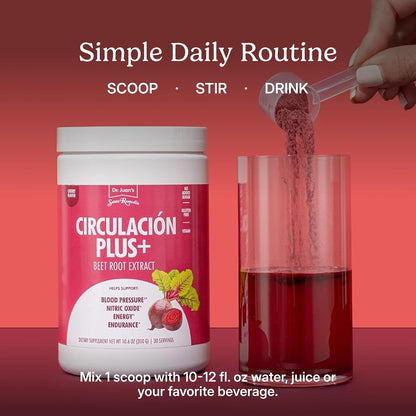 Santo Remedio Circulación Plus with Beet Extract – Nitric Oxide & Circulation Support Drink, Energy & Stamina Support, Cherry Flavour – Vegan Superfood Supplement – 30 Servings