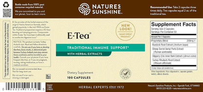Nature's Sunshine E-Tea Capsules – Traditional Essiac Herbal Supplement for Natural Defence Support