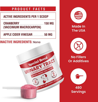 UTI & Urinary Tract Treatment for Dogs – Cranberry Powder for Bladder and Kidney Health – Helps Frequent Urination and Incontinence – Natural Dog UTI Support Supplement – Made in USA