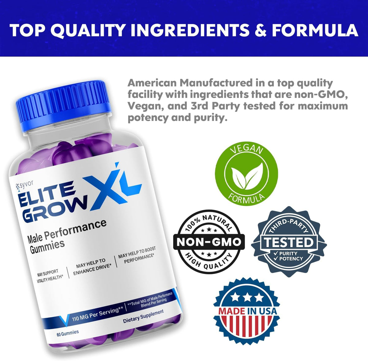 Elite Grow XL Gummies - Maximum Strength All-Natural Multivitamin Supplement (60 Gummies) - görsel 3