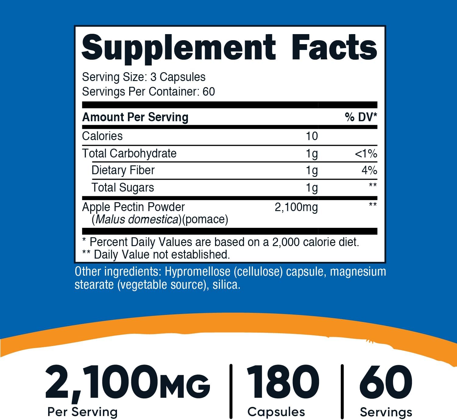 Nutricost Apple Pectin Capsules 2,100mg Per Serving, 180 Capsules - Gluten-free, 60 Servings - görsel 2