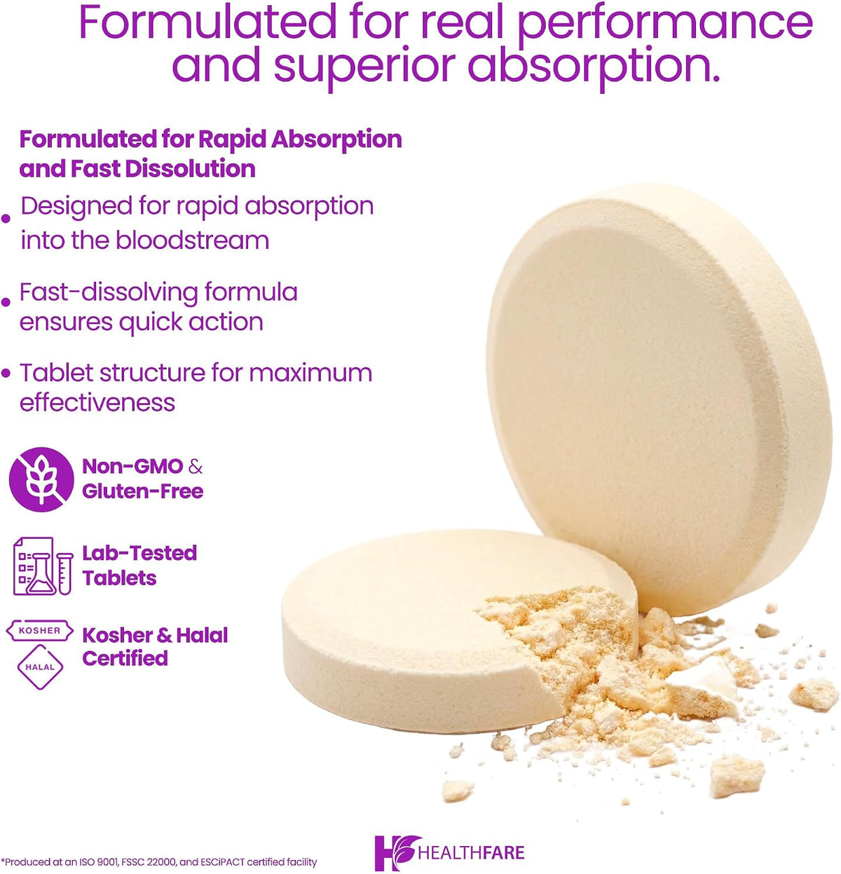Healthfare Folic Acid 400mcg | 300 Veg Tablets | Folate Vitamin B9 | Gluten-free & Non-GMO - görsel 4