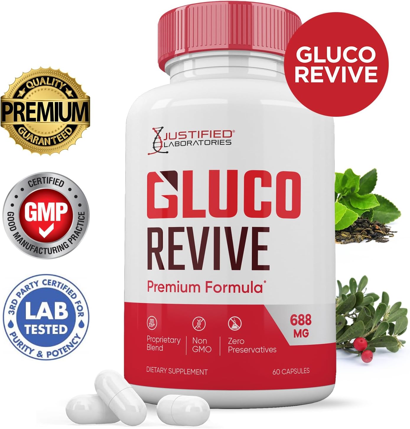 Gluco Revive Capsules 688mg Glyco Support Premium Formula - 60 Capsules - görsel 2