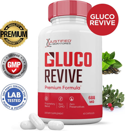 Gluco Revive Capsules 688mg Glyco Support Premium Formula - 60 Capsules