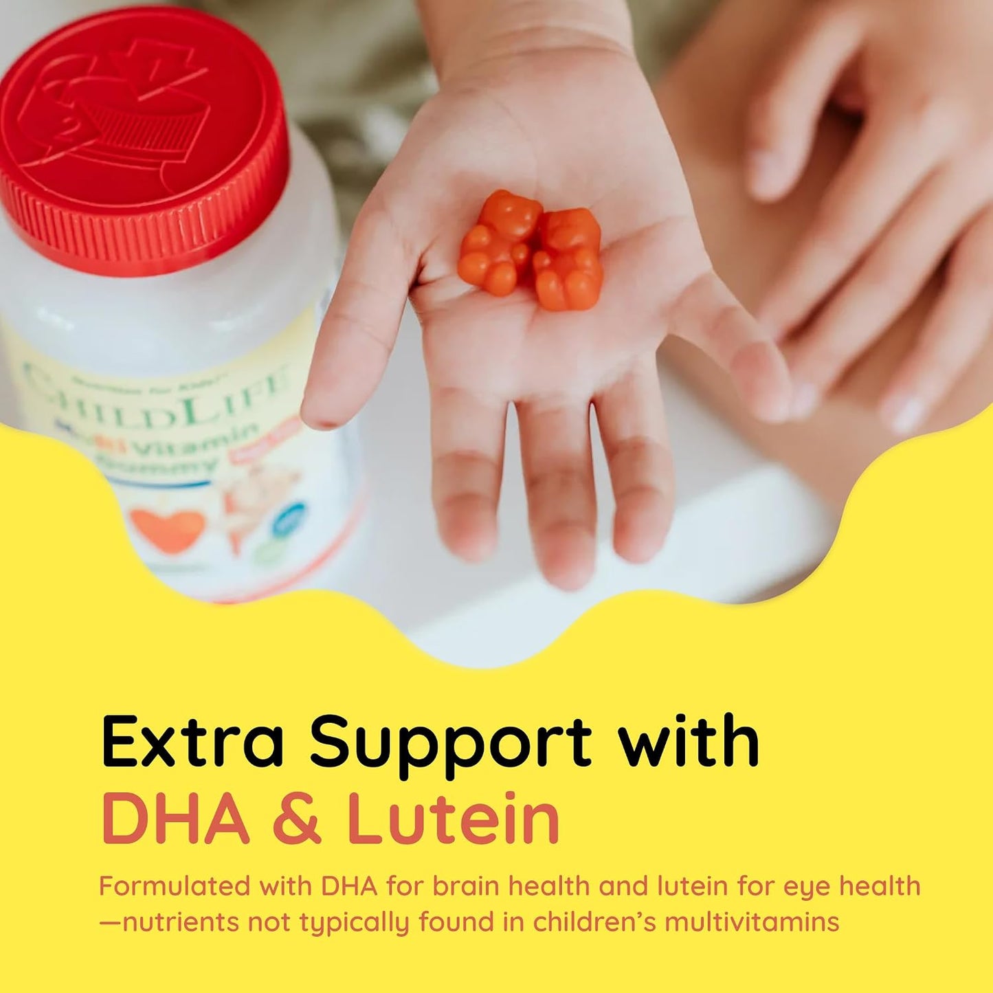 CHILDLIFE ESSENTIALS Multivitamin Gummies for Children – Sugar-Free, with DHA & Lutein, Natural Strawberry Flavour (90 Count) - görsel 6