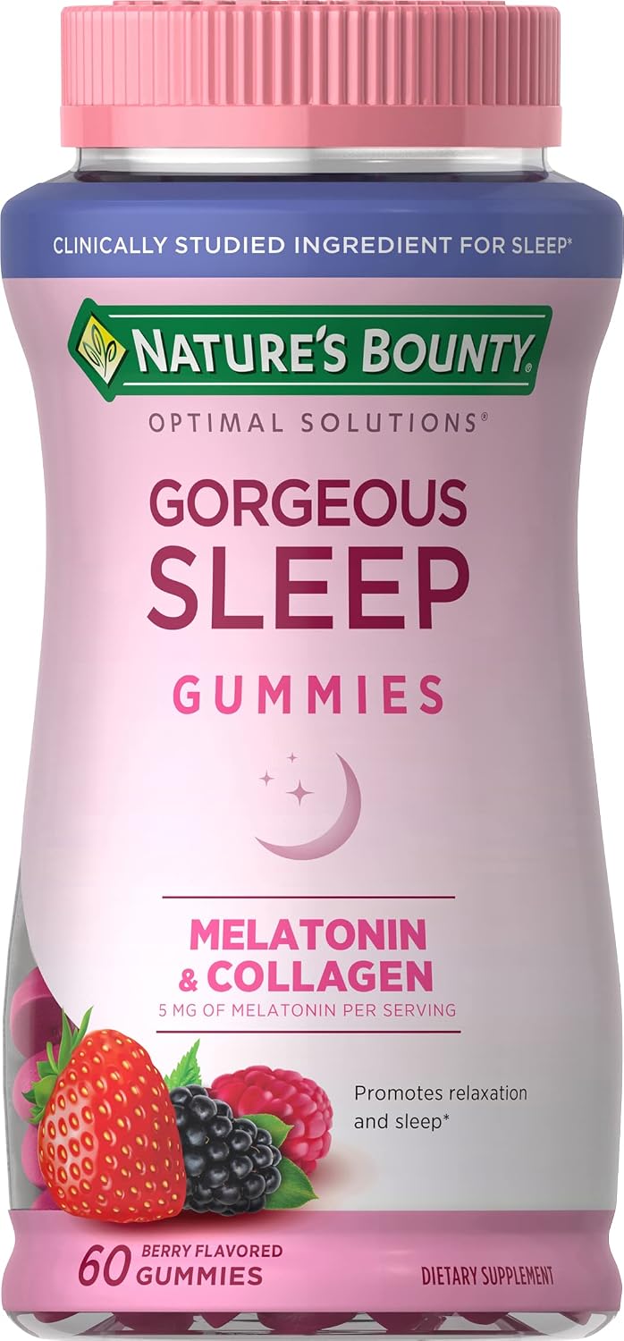 Nature's Bounty Optimal Solutions Gorgeous Sleep Melatonin 5mg Gummies with Collagen, 60 Count - görsel 1