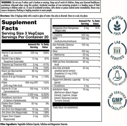 KAL Hair Force Supplement – High Potency Biotin for Hair, Skin & Nails, 60 Veg Caps