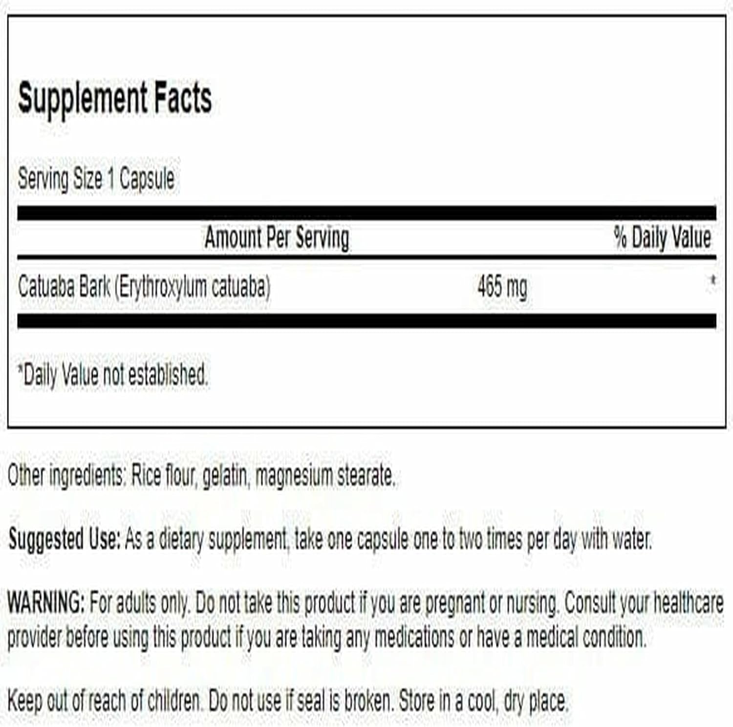 Swanson Passion Products Catuaba Bark 465 mg, 120 Capsules - görsel 2