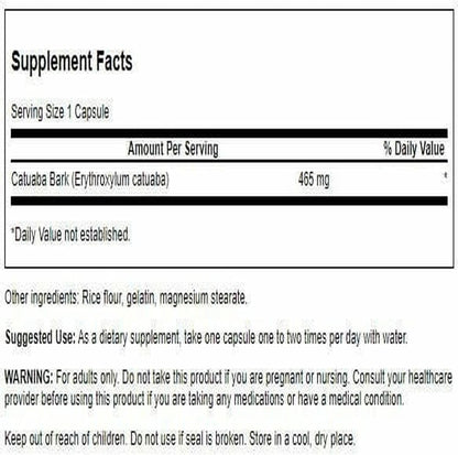 Swanson Passion Products Catuaba Bark 465 mg, 120 Capsules
