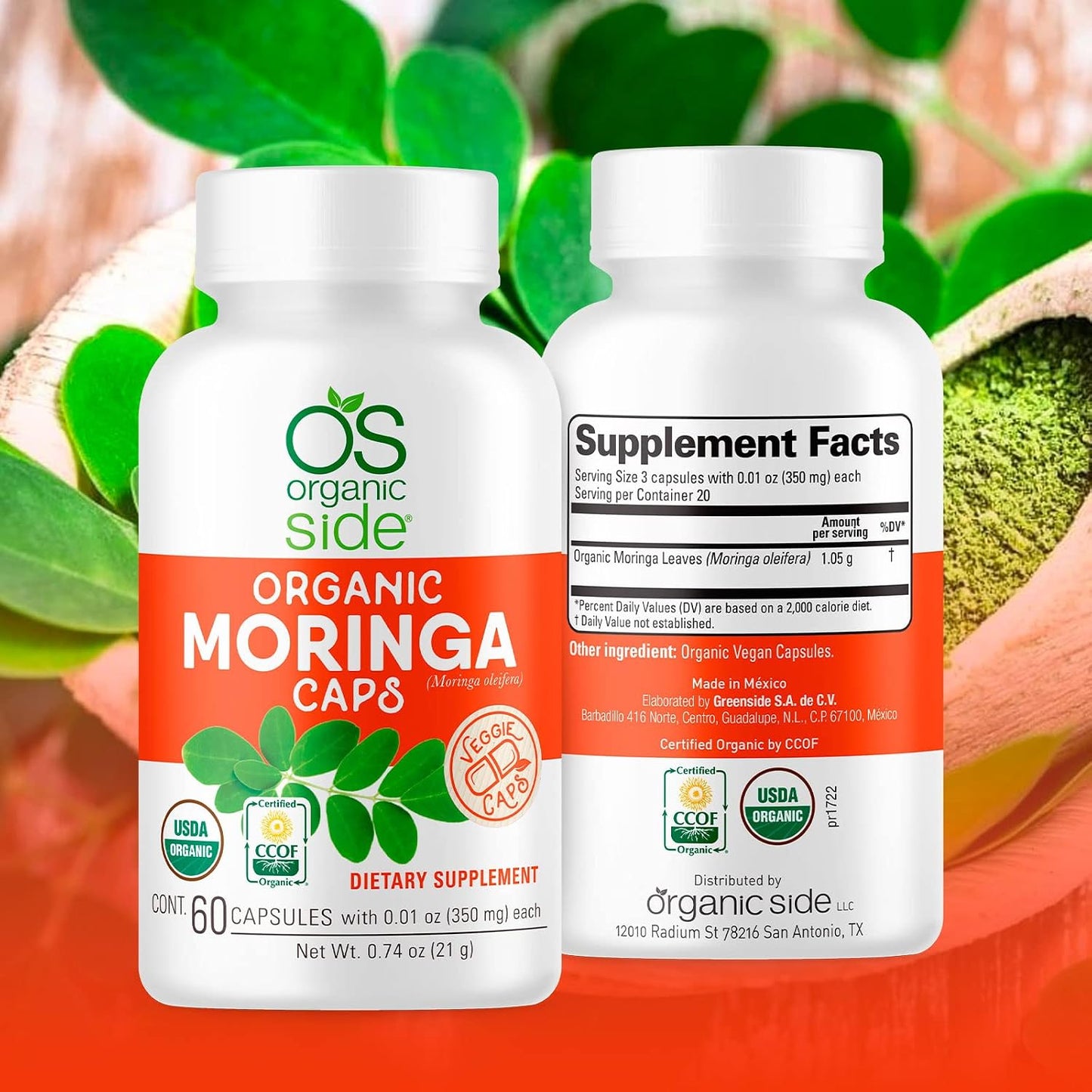 Organic Moringa Capsules - 60 Capsules - USDA Organic, Non-GM, Vegan Superfood for Energy and Immunity - görsel 5
