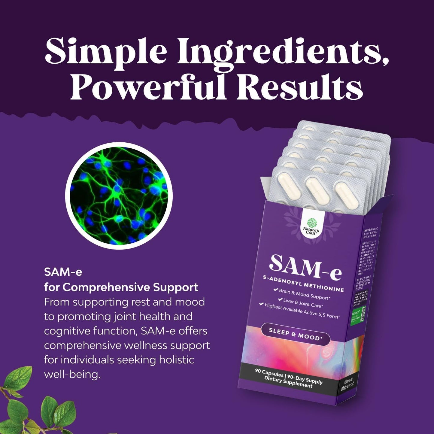 Pure SAM-E 150mg Capsules - S-adenosylmethionine for Mood, Joint & Liver Support (90 Capsules) - görsel 4
