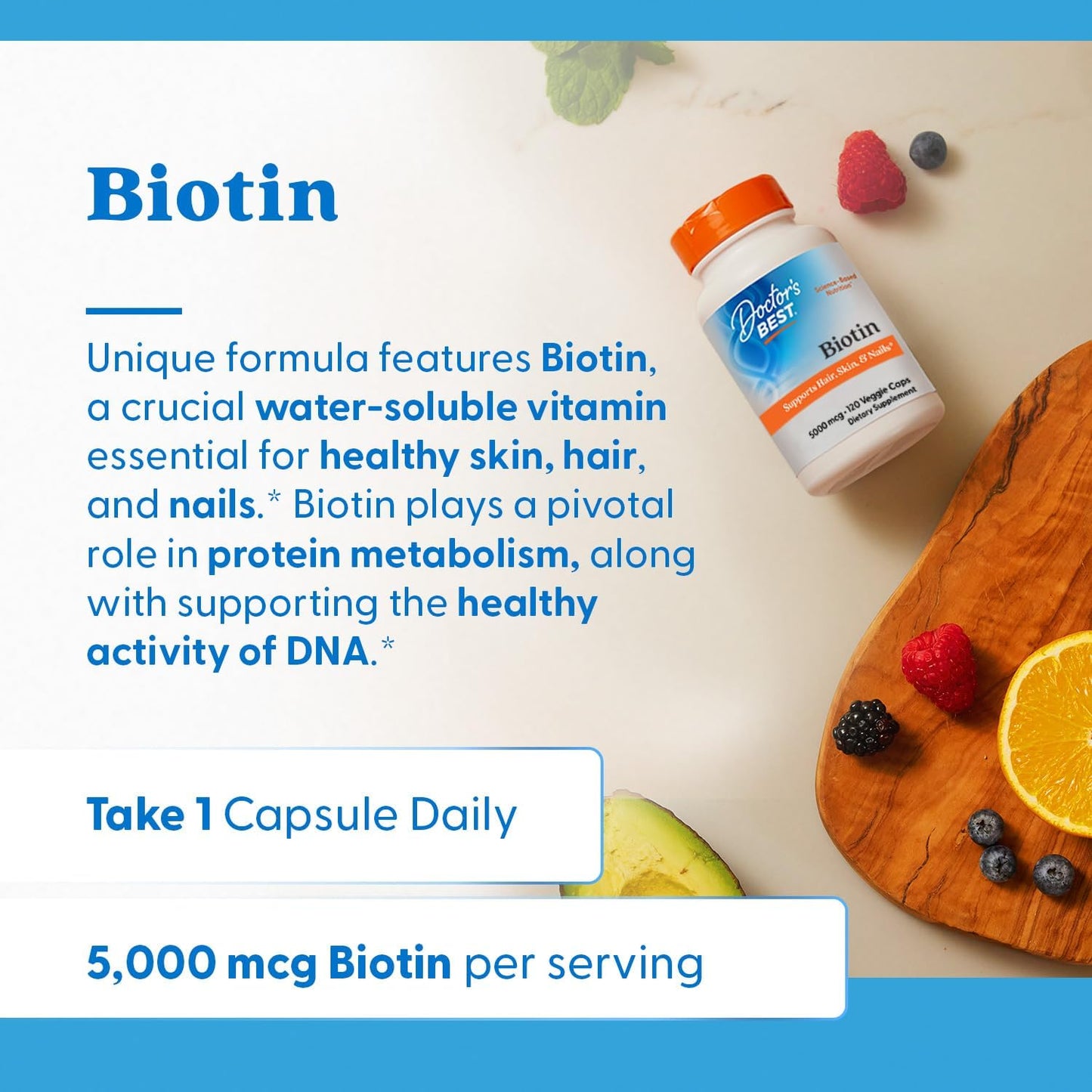 Doctor's Best Biotin 5000 mcg Supplement - 120 Veg Caps - görsel 4