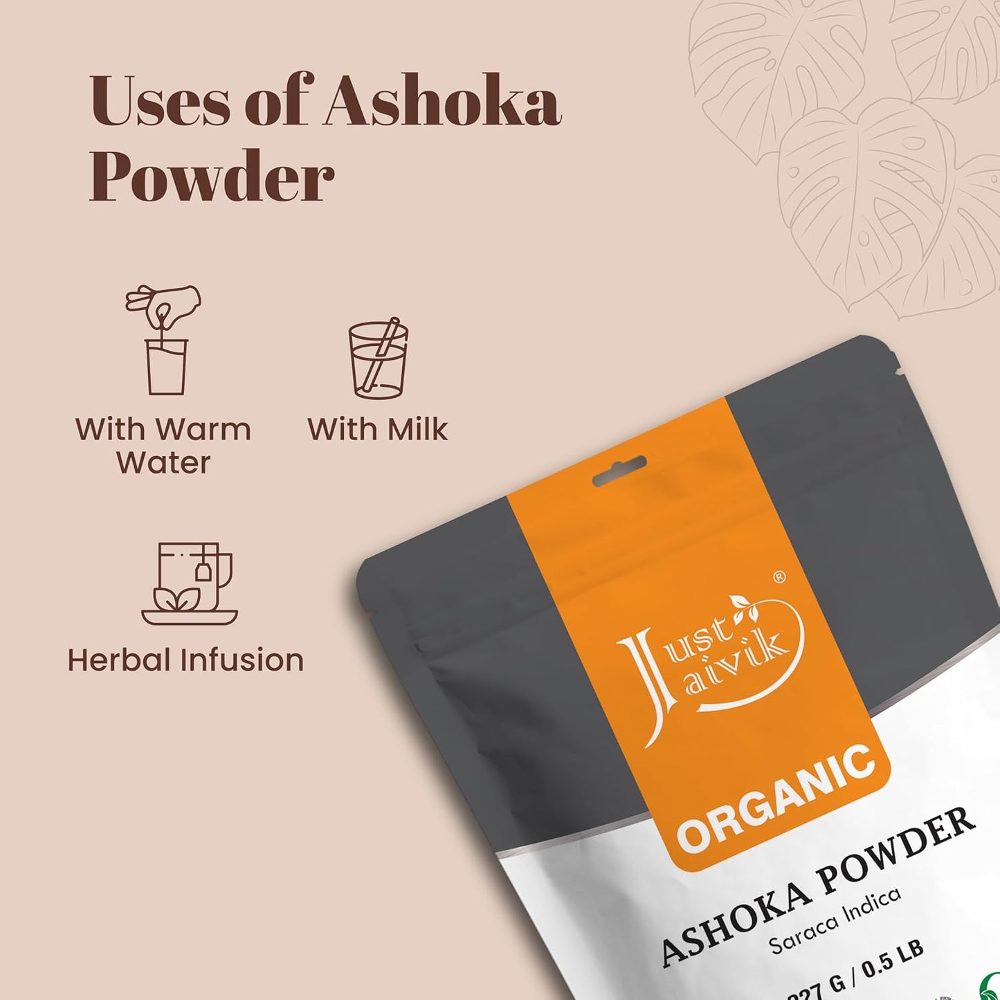 100% Organic Ashoka Bark Powder (Saraca Indica) - 227g (½ lb) - USDA Certified Organic, Biodegradable Resealable Pouch - görsel 5