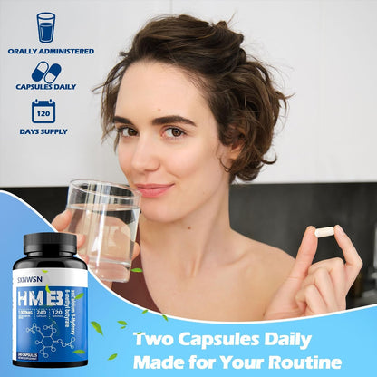 HMB Supplement 240 Capsules – 1000mg Calcium HMB per Serving for Muscle Growth, Strength and Fast Workout Recovery